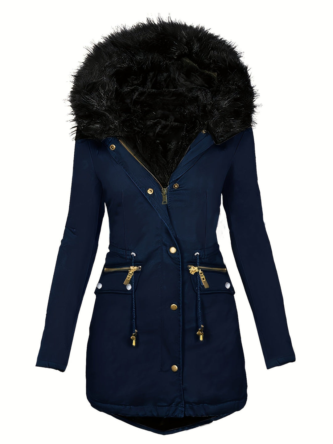 Feline | Casual hoodie parka met fuzzy trim