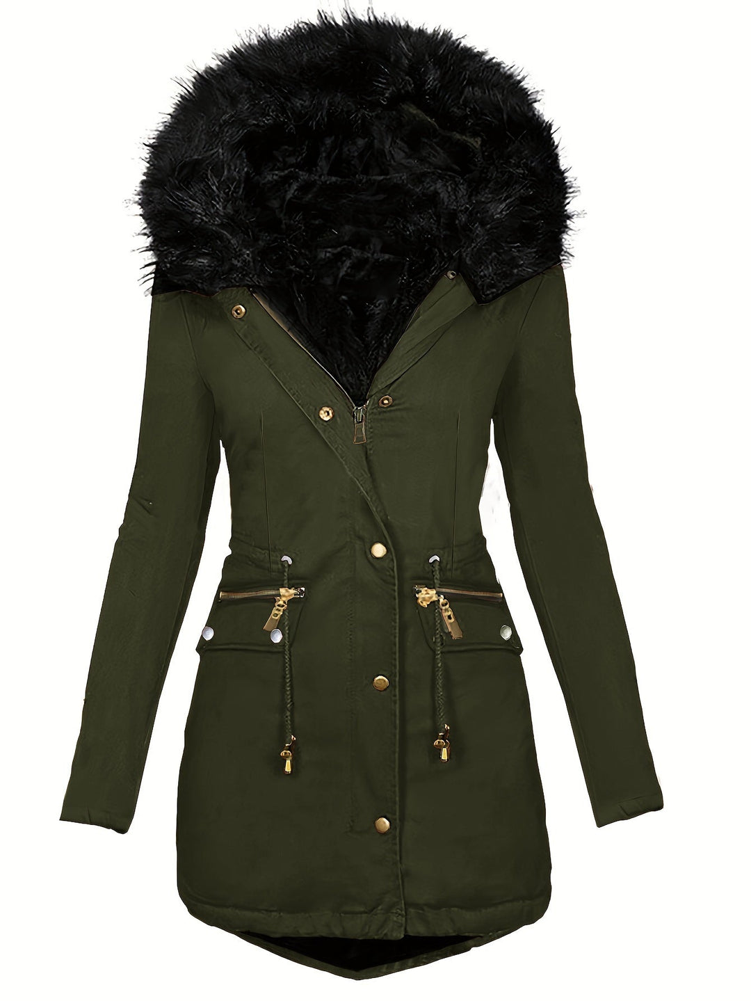 Feline | Casual hoodie parka met fuzzy trim