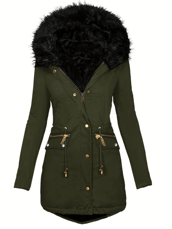 Feline | Casual hoodie parka met fuzzy trim