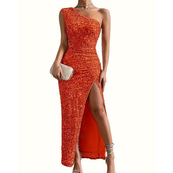 Fleur | Bodycon glitter schouderjurk met split