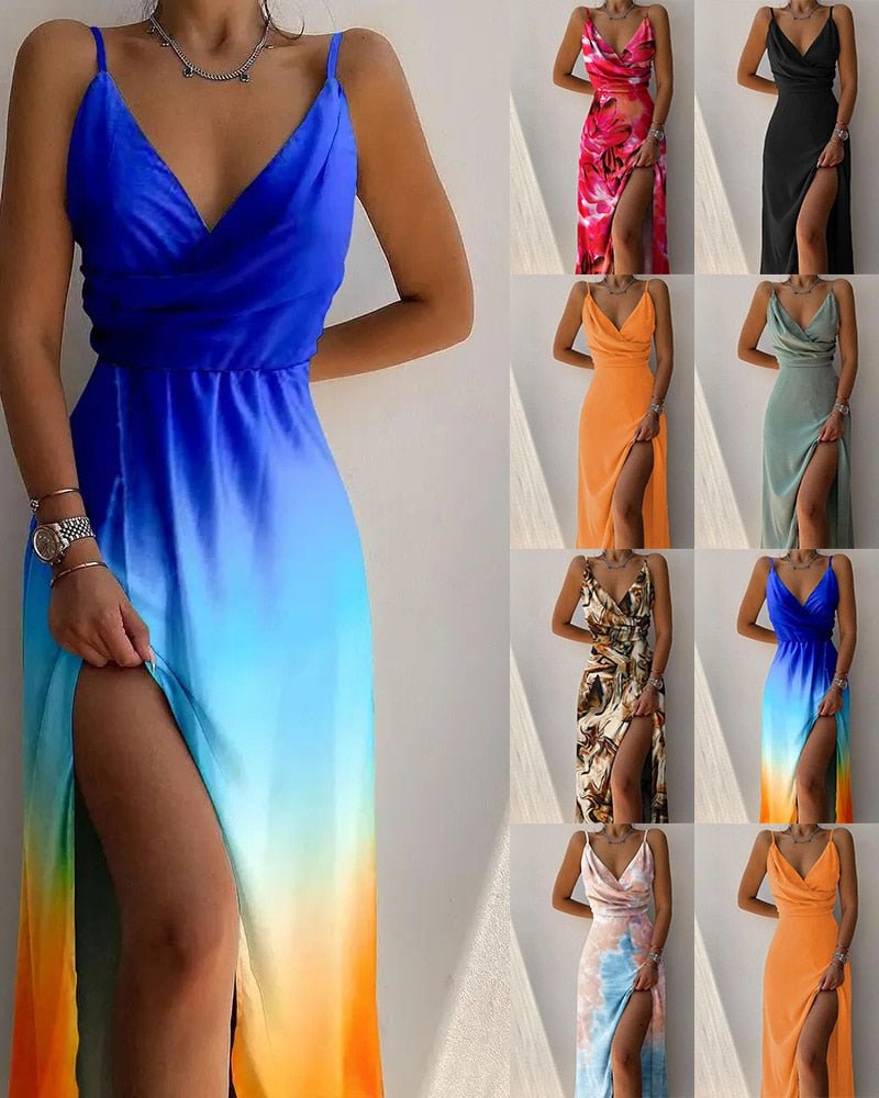 Aurelia - Satijnen Dames Maxi Jurk met Ombré en Split