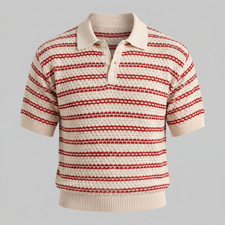 Gebreide Polo Shirt Heren Tailored Fit Lange Mouwen Casual