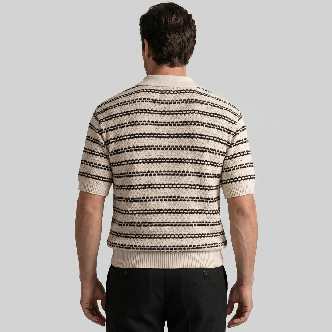 Gebreide Polo Shirt Heren Tailored Fit Lange Mouwen Casual