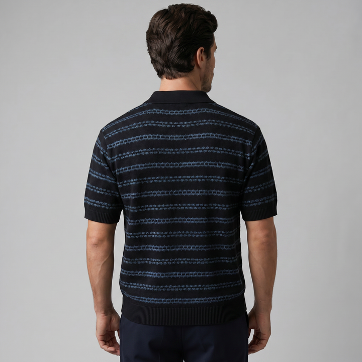Gebreide Polo Shirt Heren Tailored Fit Lange Mouwen Casual