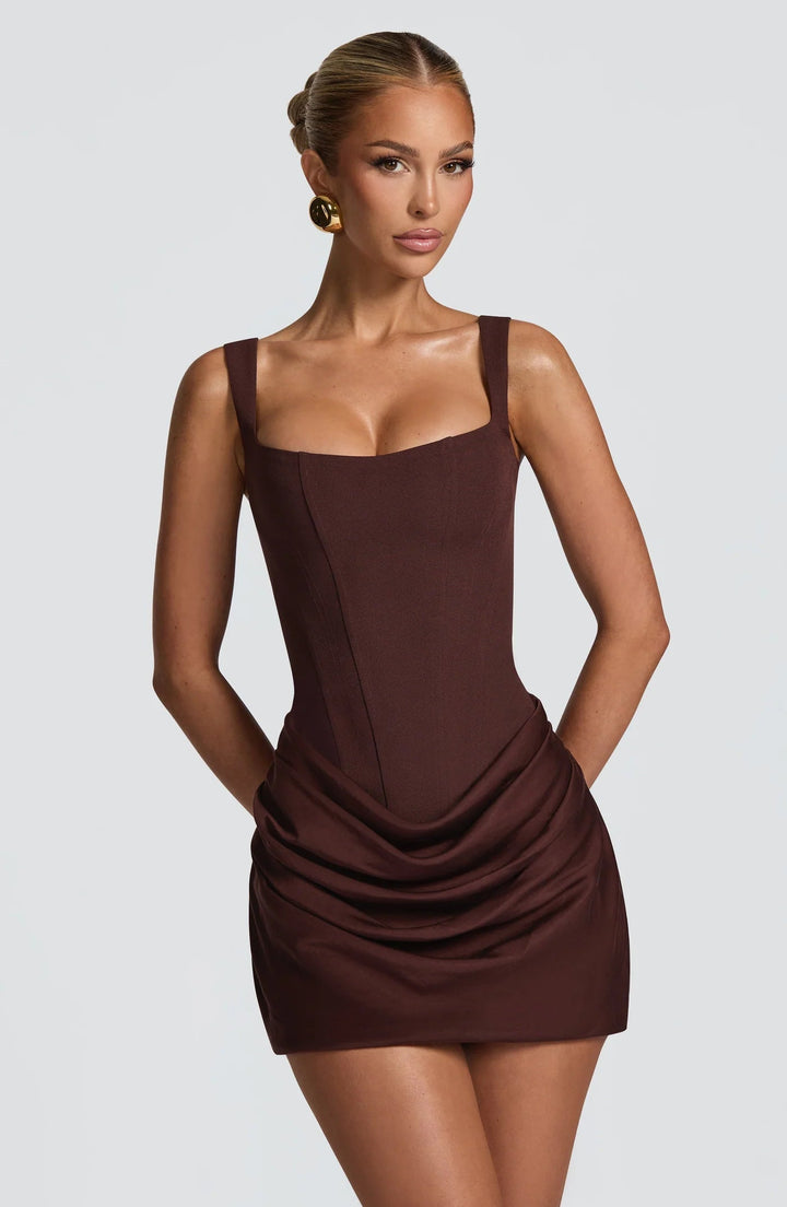Gedrapeerde Korset Mini Jurk Dames Casual