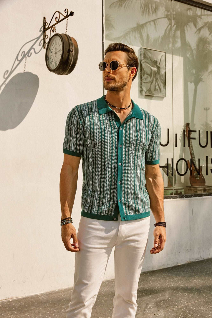 Gestreepte Poloshirt Heren Korte Mouwen Casual