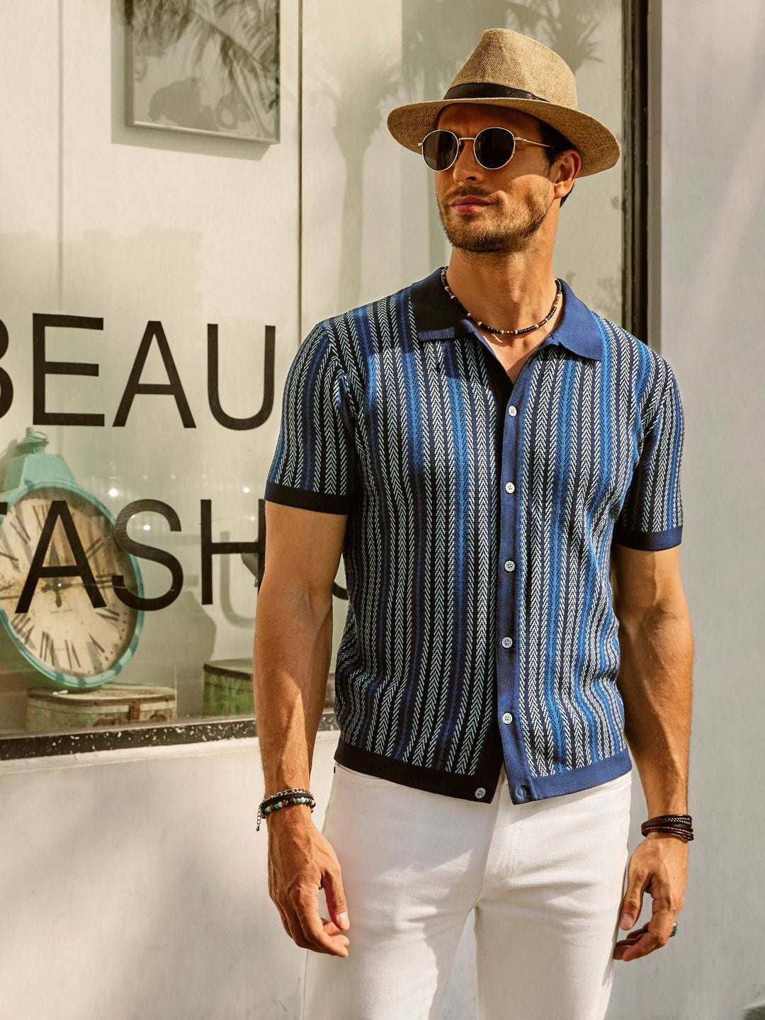 Gestreepte Poloshirt Heren Korte Mouwen Casual