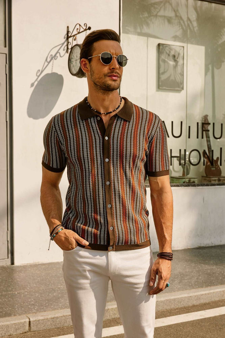 Gestreepte Poloshirt Heren Korte Mouwen Casual