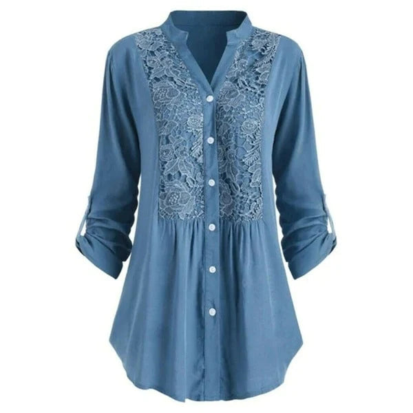 Hailei | Lange dames blouse met pofmouwen