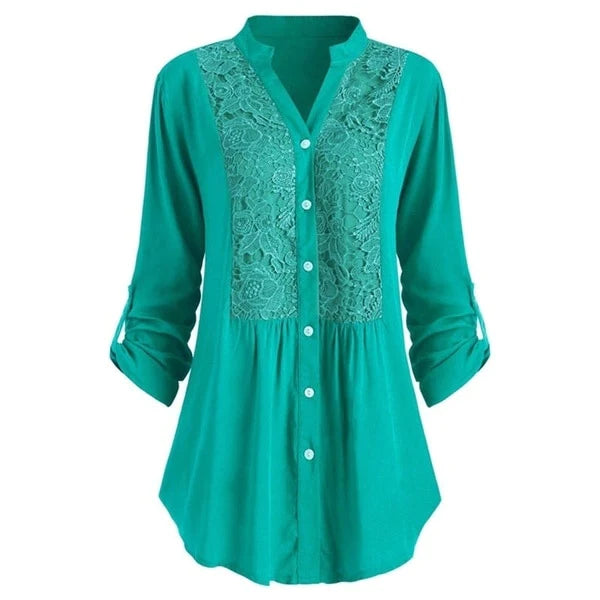 Hailei | Lange dames blouse met pofmouwen