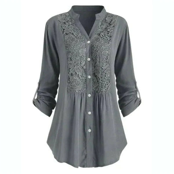 Hailei | Lange dames blouse met pofmouwen