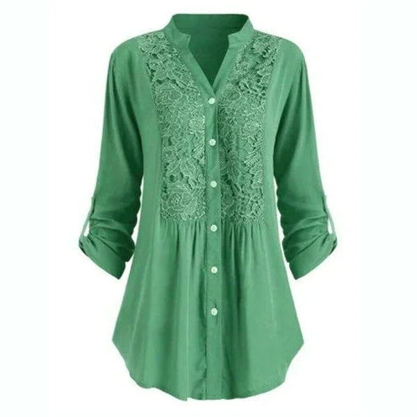 Hailei | Lange dames blouse met pofmouwen