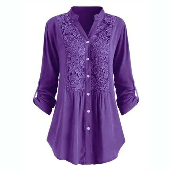 Hailei | Lange dames blouse met pofmouwen