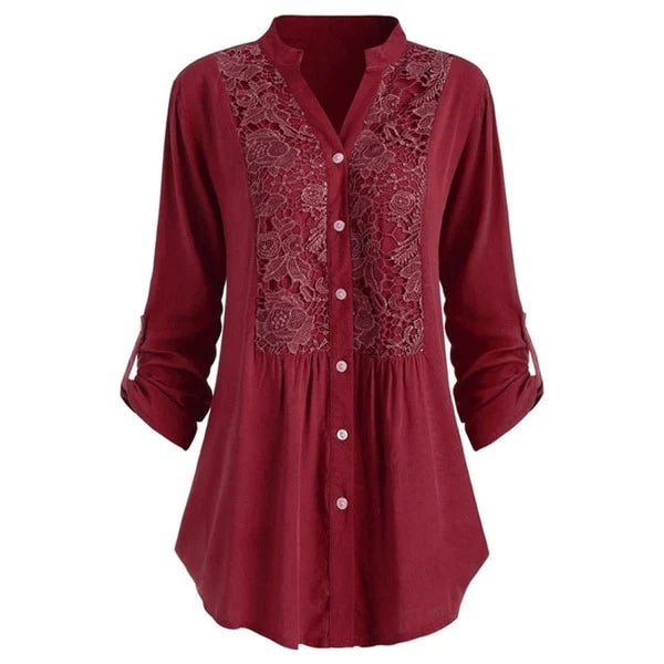 Hailei | Lange dames blouse met pofmouwen