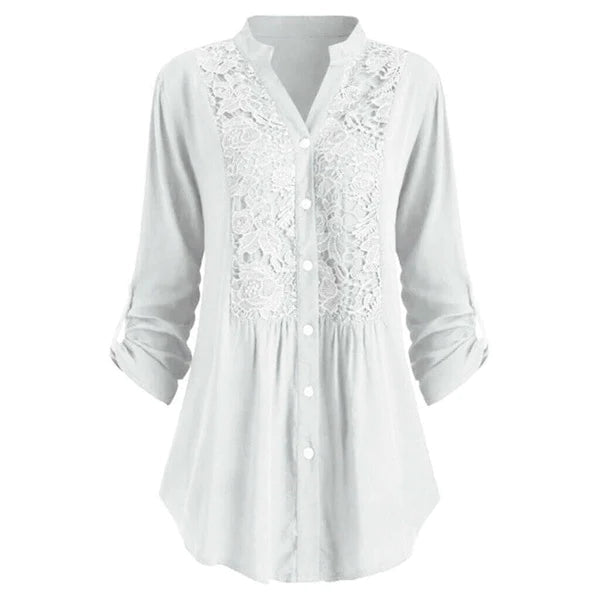 Hailei | Lange dames blouse met pofmouwen