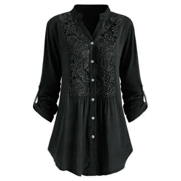 Hailei | Lange dames blouse met pofmouwen