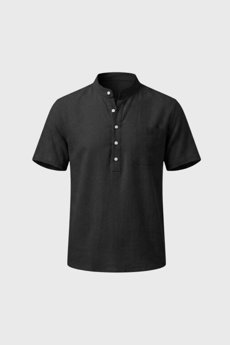 Henley Shirt Heren - Klassiek | Staande Kraag met Knoopsluiting