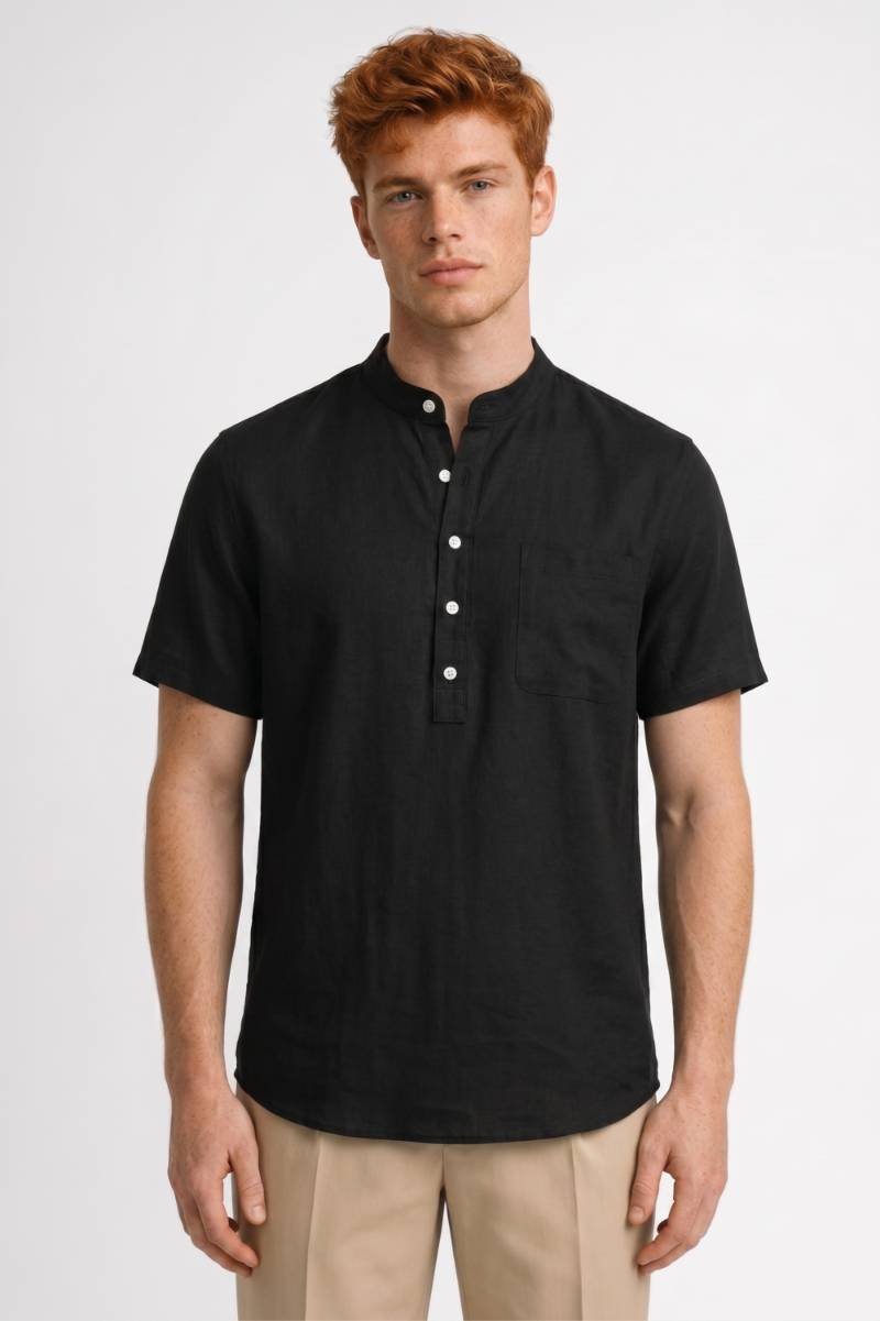 Henley Shirt Heren - Klassiek | Staande Kraag met Knoopsluiting