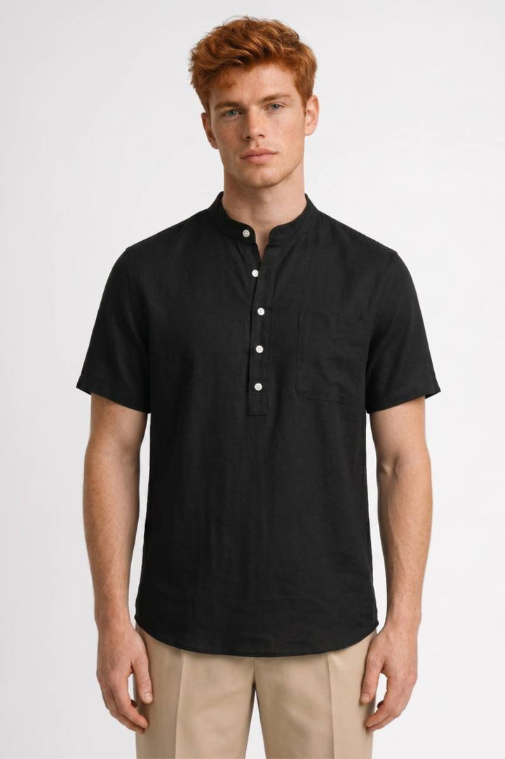 Henley Shirt Heren - Klassiek | Staande Kraag met Knoopsluiting