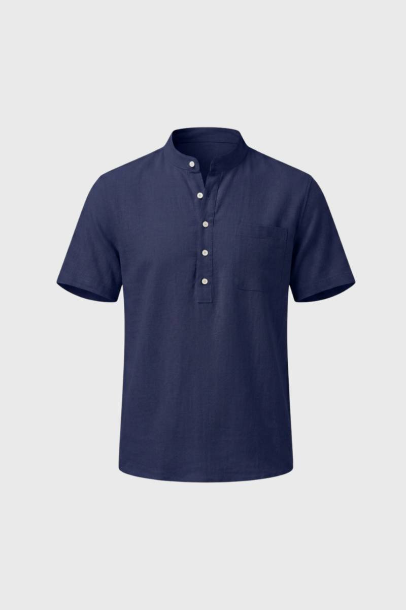 Henley Shirt Heren - Klassiek | Staande Kraag met Knoopsluiting