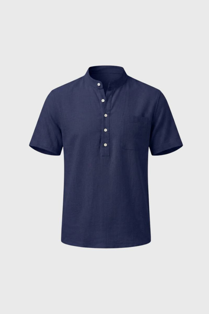 Henley Shirt Heren - Klassiek | Staande Kraag met Knoopsluiting