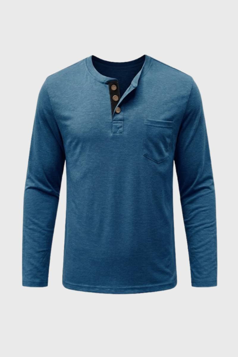 Henley Shirt Heren - Lange Mouwen Casual | Knoopsluiting