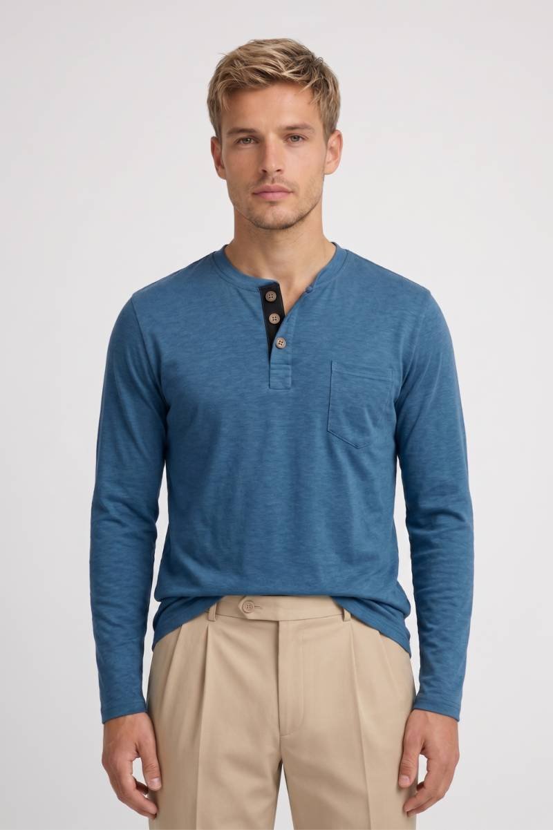 Henley Shirt Heren - Lange Mouwen Casual | Knoopsluiting