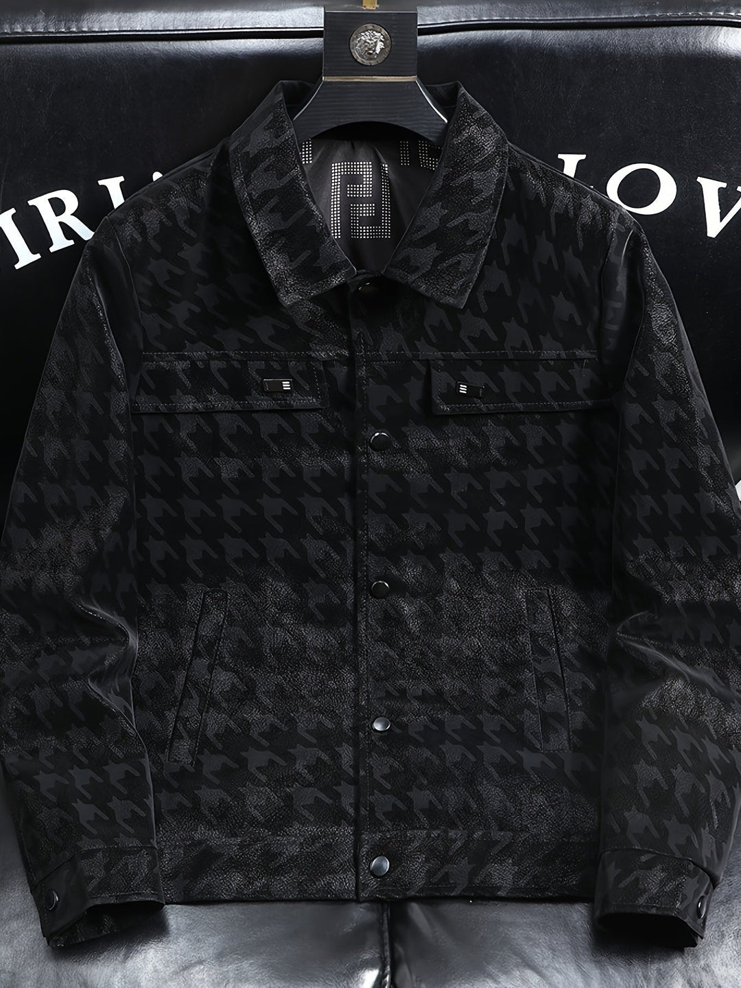 Heren jas met pied-de-poule patroon en fleece voering