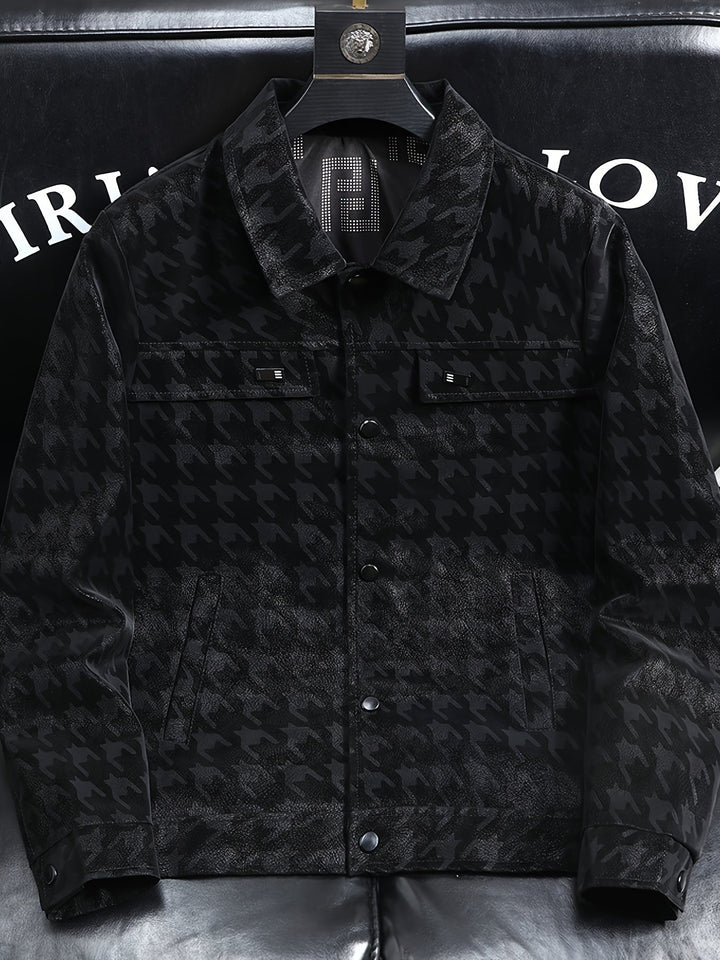 Heren jas met pied-de-poule patroon en fleece voering