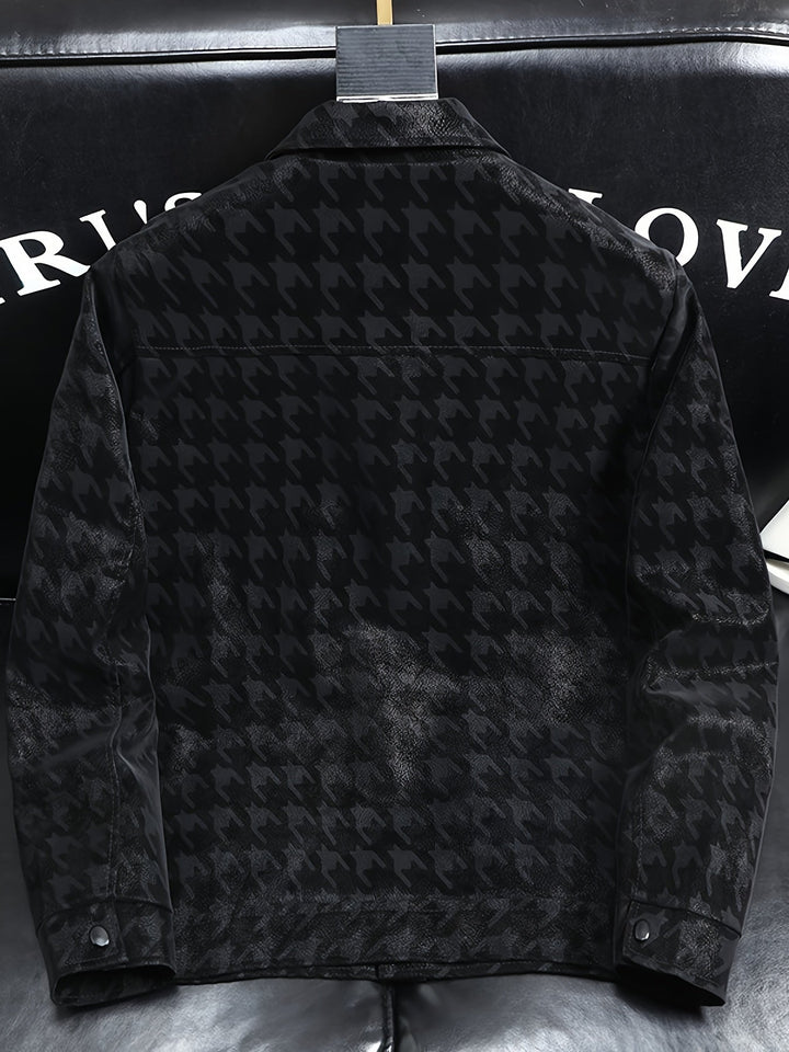 Heren jas met pied-de-poule patroon en fleece voering