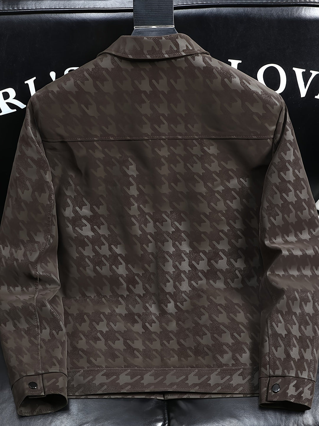 Heren jas met pied-de-poule patroon en fleece voering
