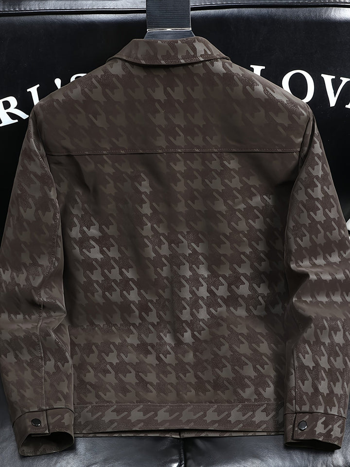 Heren jas met pied-de-poule patroon en fleece voering