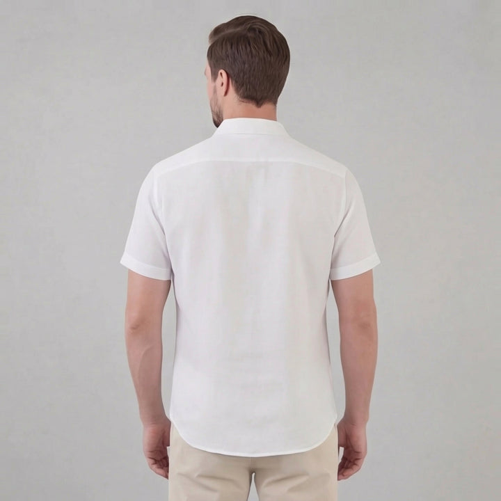Heren Linnen Shirt Korte Mouw