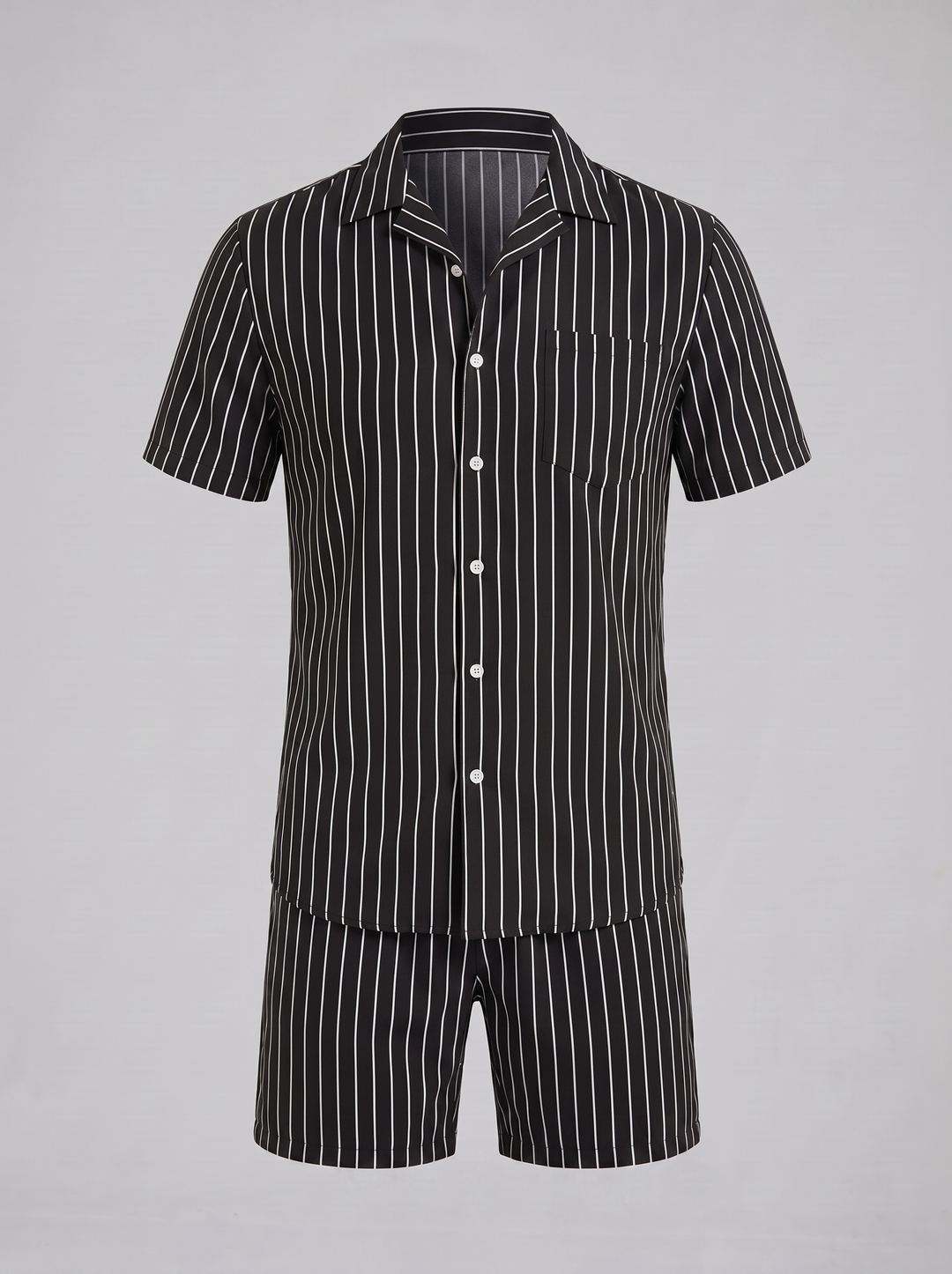 Heren Pinstripe Korte Mouw Co-ord Set Zomer