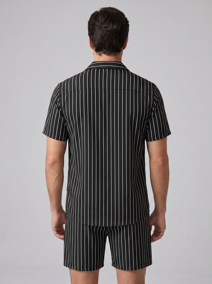 Heren Pinstripe Korte Mouw Co-ord Set Zomer