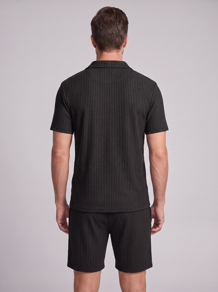 Heren Ribgebreide Polo Set