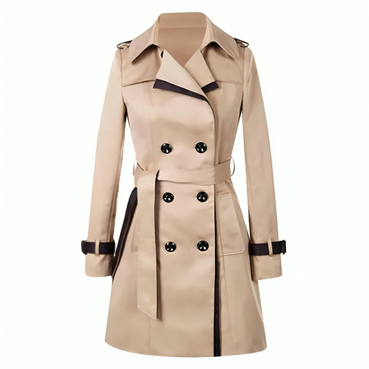 Isabel | Lange dames trenchcoat met wikkel en knopen