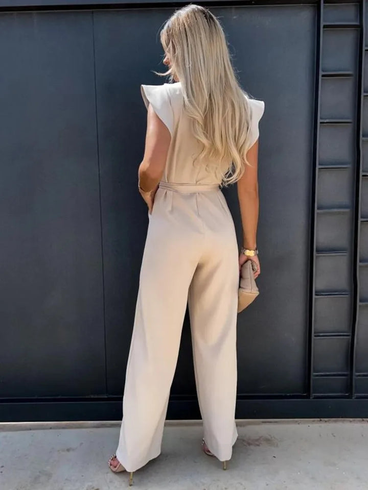 Jacobs | Elegante jumpsuit met wijde pijpen en korte mouwen
