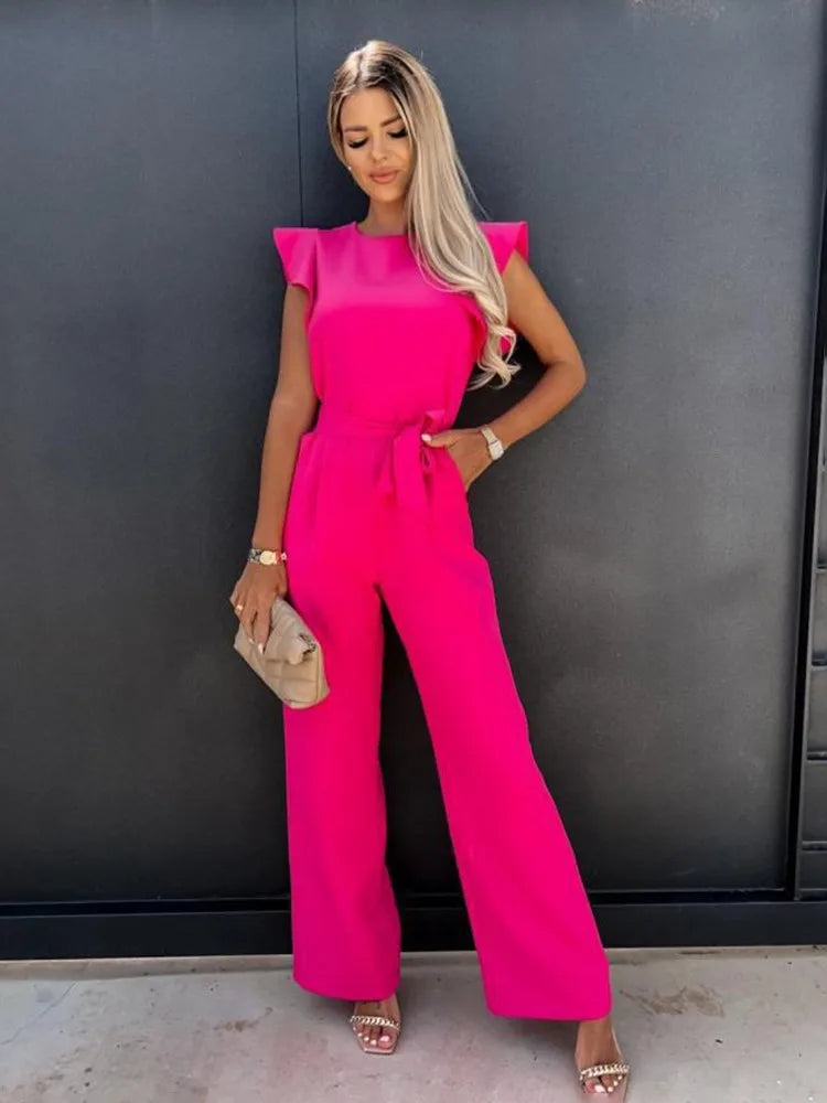Jacobs | Elegante jumpsuit met wijde pijpen en korte mouwen