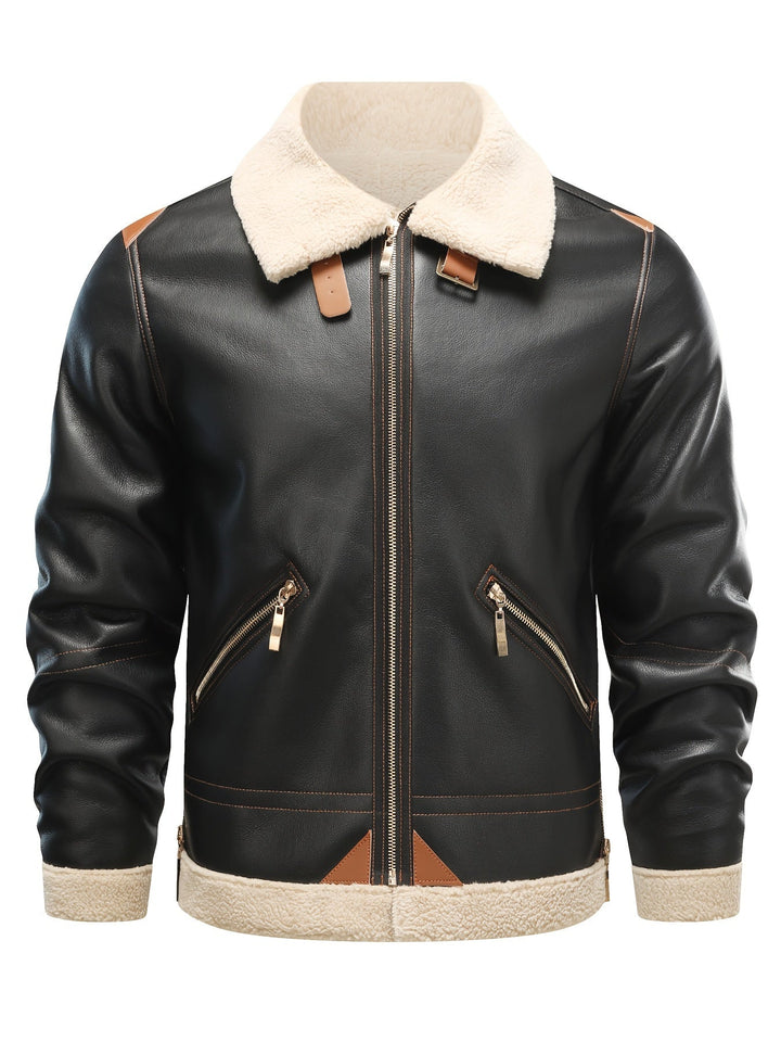 Jasper | Casual PU leren shearling jack met reverskraag