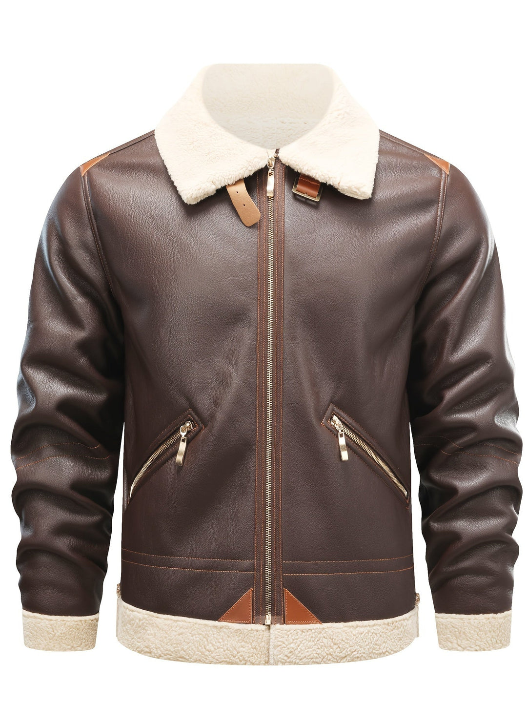 Jasper | Casual PU leren shearling jack met reverskraag