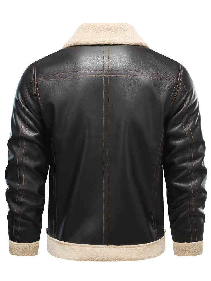 Jasper | Casual PU leren shearling jack met reverskraag