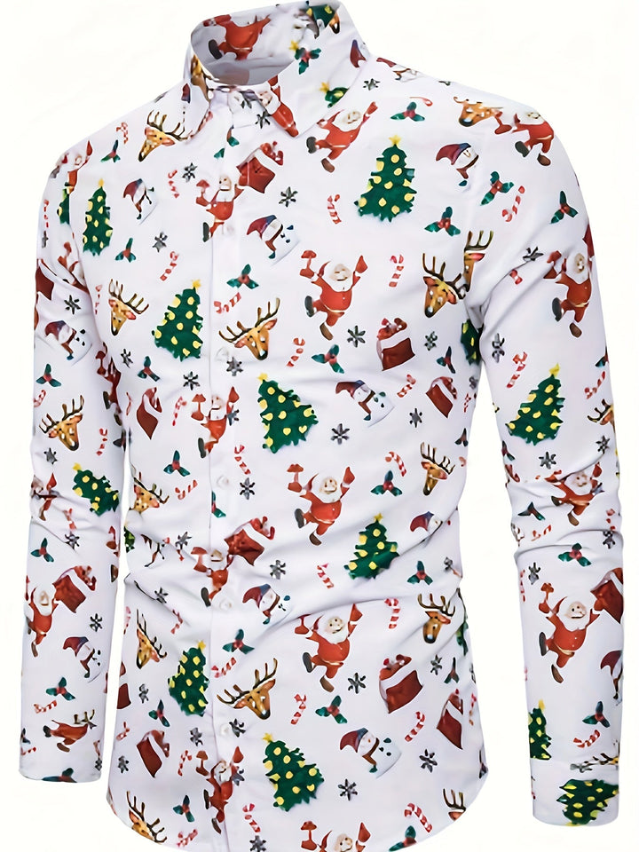 Jasper | Feestelijk kerstprint overhemd met lange mouwen