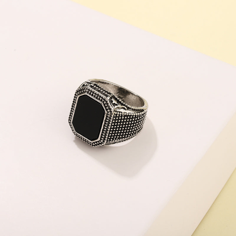 Jeroen | Zwarte ring met strass