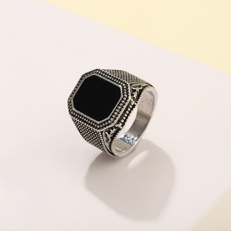 Jeroen | Zwarte ring met strass
