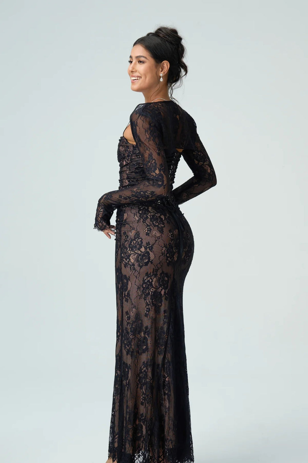 Kantjurk Dames Met Lange Mouwen Elegante Avondjurk