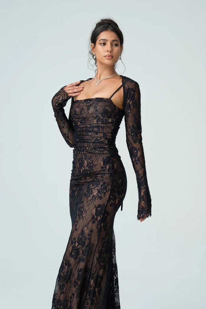 Kantjurk Dames Met Lange Mouwen Elegante Avondjurk