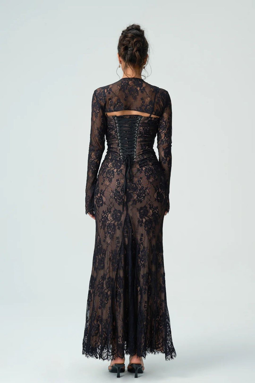 Kantjurk Dames Met Lange Mouwen Elegante Avondjurk