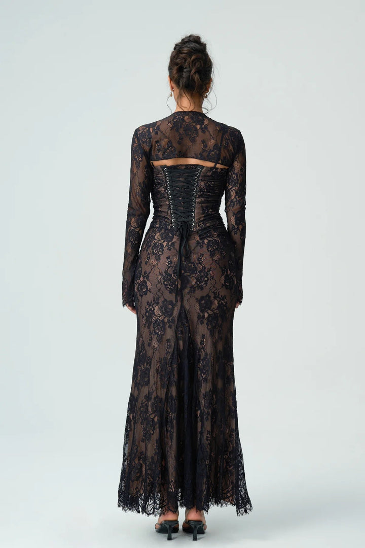 Kantjurk Dames Met Lange Mouwen Elegante Avondjurk