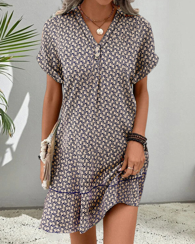 Mini Zomerjurk Voor Vrouwen v-hals print